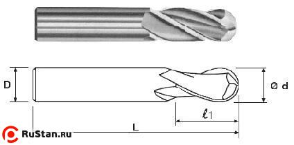 Фреза Концевая радиусная d 8,0х 21х61 ц/х ВК8 Z=4 R-4,0 фото №1