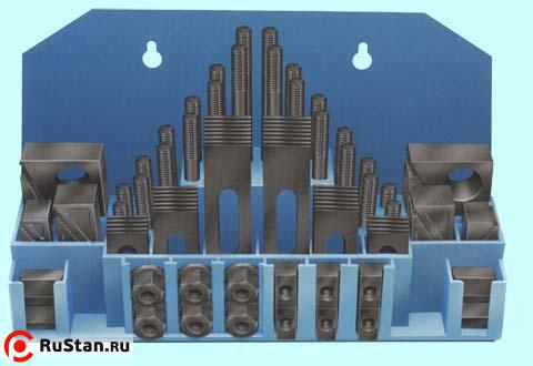 Набор клиновых ступенчатых прижимов из 58-ми предм., паз11,7мм М10х1,5 в металлическом футляре (YT-0202) "CNIC" фото №1