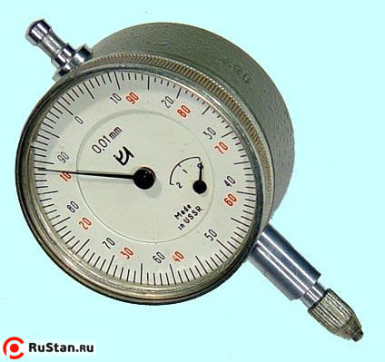 Индикатор Часового типа ИЧ-02, 0-2мм кл.точн.1 цена дел. 0,01 (с ушком) ГОСТ577-68 фото №1