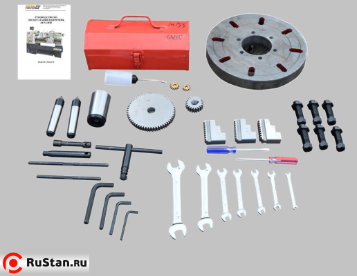 В ЗИП входят ключи, масленка, обратные каленые кулачки, неподвижный центр МТ №4, конус-переходник с МТ-6 на МТ-4, сменные шестерни для гитары, планшайба, набор ключей и руководство пользователя. фото №20 METAL MASTER ZX41100 фото №20