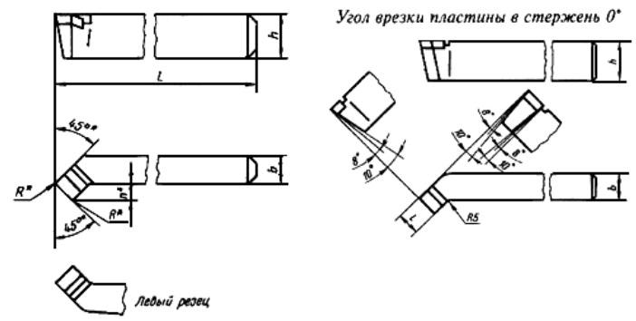 Проходной отогнутый резец эскиз